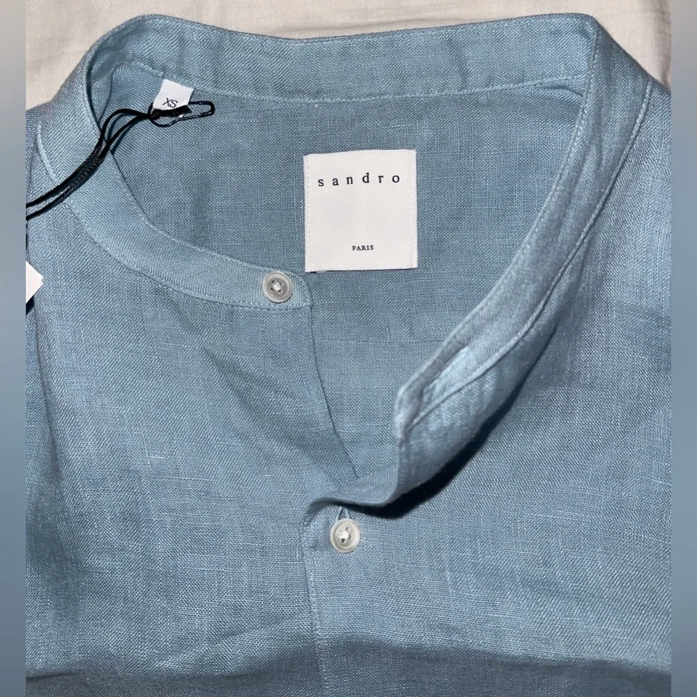 Sandro Sky Blue Linen Blouse - Picture 3 of 10